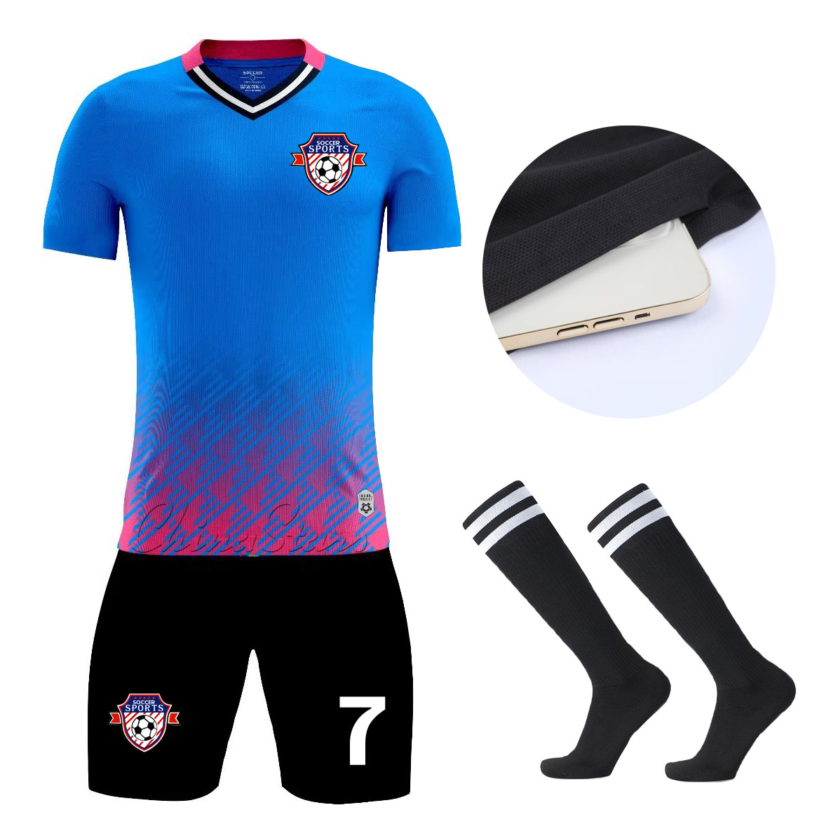 Men Kids Football Jersey Socks Personalized Soccer Shirt Set Custom Soccer Uniforms Breathable Training Football Uniform For Boy