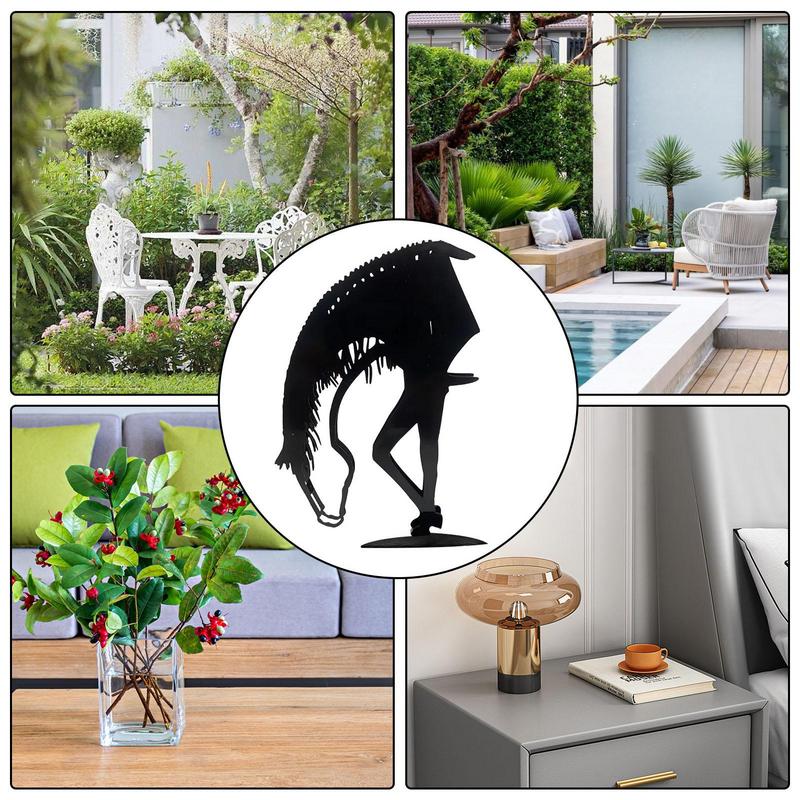 Horse Sculpture Modern Metal Horse Statue Rustic Foraging Horse Metal Art Gift For Indoor Outdoor Home Garden Decoration