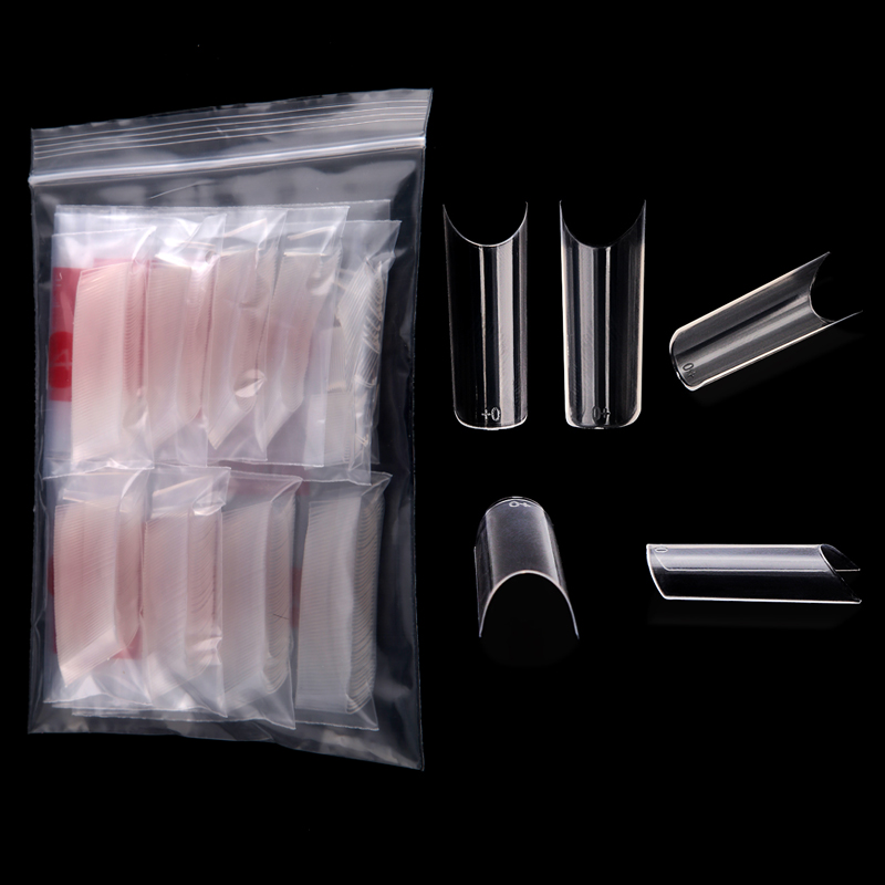 500/550 pcs Bagged Water Pipe Tips False Nails Half Cover French Acrylic ABS For Manicure Fingers Set C Curve 10 Sizes Tips Kit