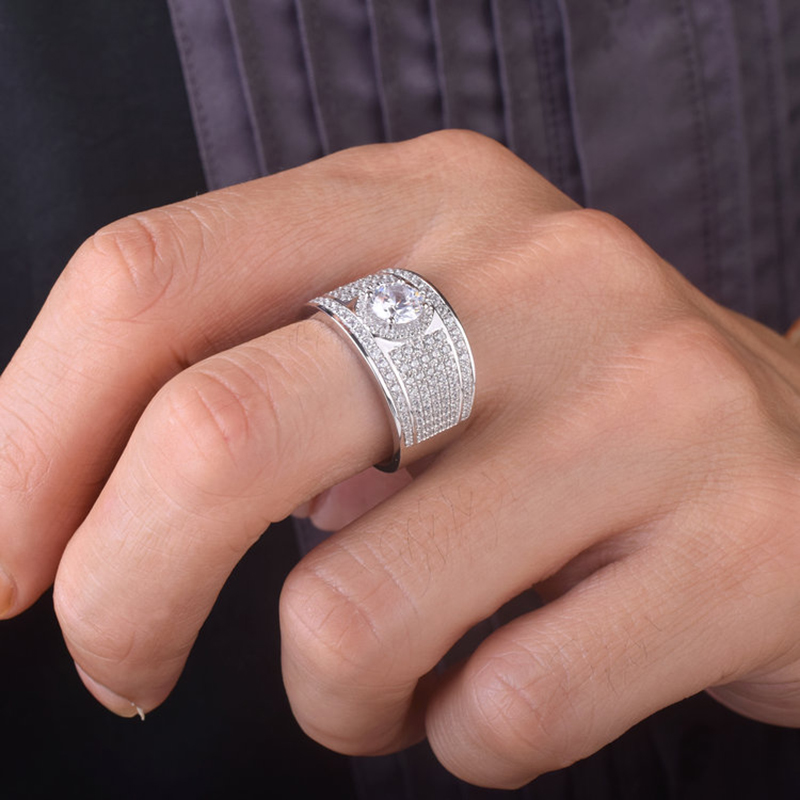 925 Sterling silver Paev cz ring 2ct Simulated Diamond Engagement Wedding for Men Women Sapphire Jewelry Size 5-10 Boy gift