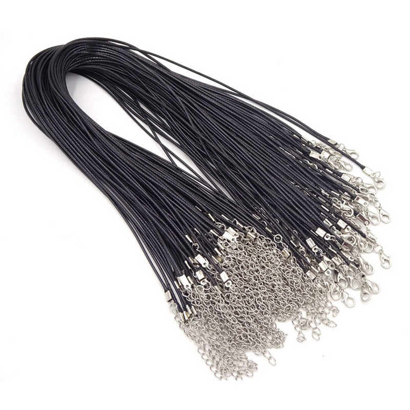DIY Fishing Choker Necklace Jewelry Accessories Wholesale Collares 1.5mm Black Leather Cord Wax Rope Chain Necklace