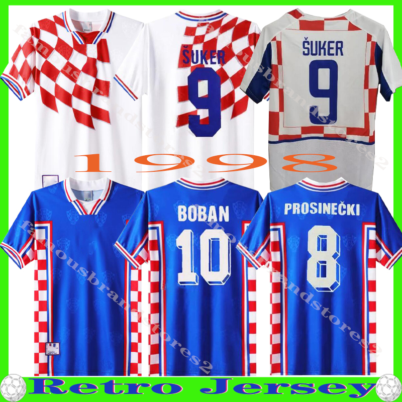 Retro 1998 2002 SUKER jerseys Boban Croatia Soccer jerseys vintage classic Prosinecki football shirt SOLDO STIMAC TUDOR MATO BAJIC maillot de foot