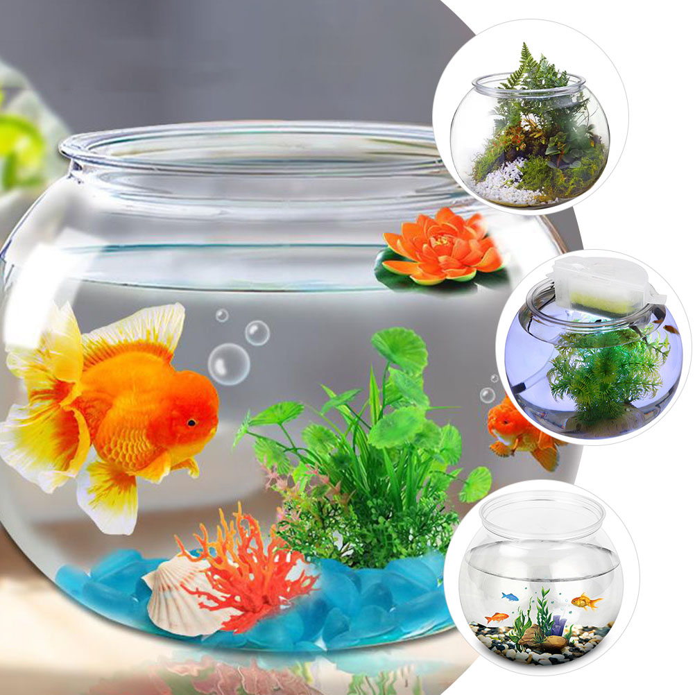 Fish Tanks for Desktop Plastic Round Aquarium Portable Mini The Pet Office Bowl