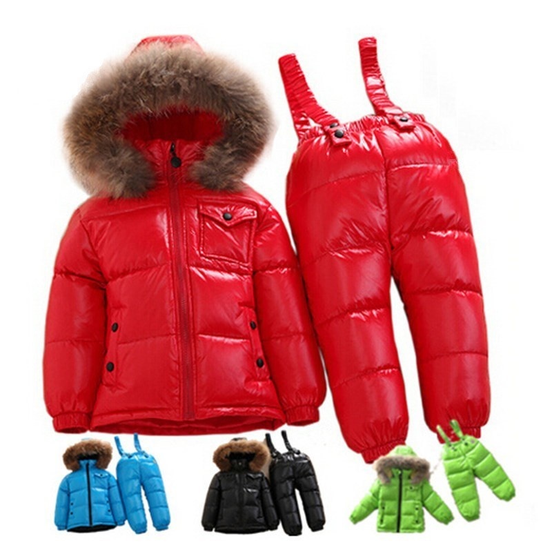 -30 Degrees Waterproof Winter Ski Jumpsuit Children Clothing sets Boys baby girl clothes Kids Snow Wear down Jackets coats pants