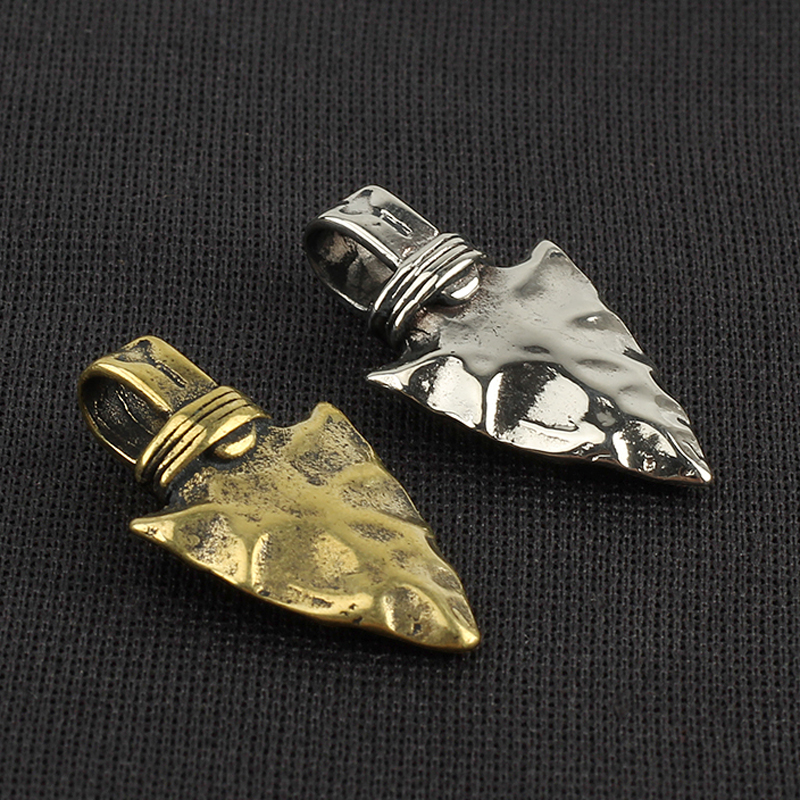 Stone Spear Pendant Brass Knife Beads Parachute Cord Bead Outdoor EDC Tool