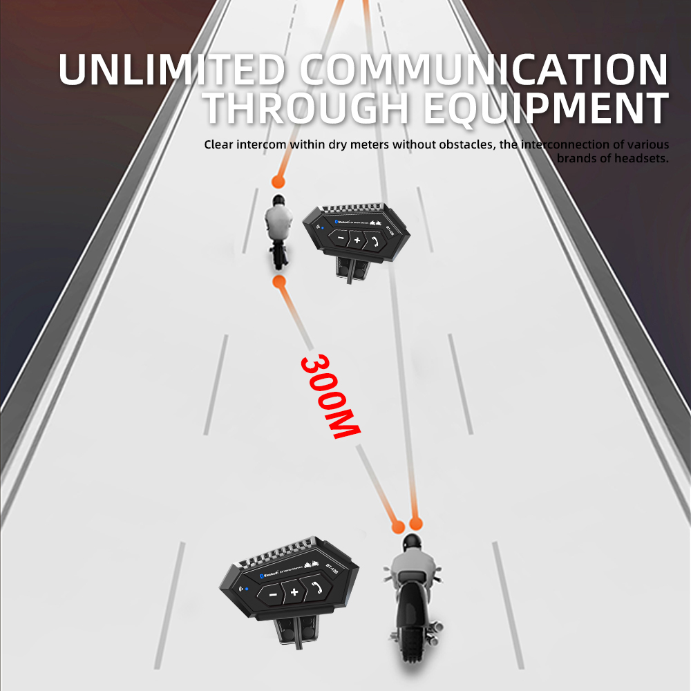 Motorcycle Helmet Intercom Bluetooth 5.0 CSR Headset 2000mah Battery Anti-interference Handsfree For Full/Half Face Helmet