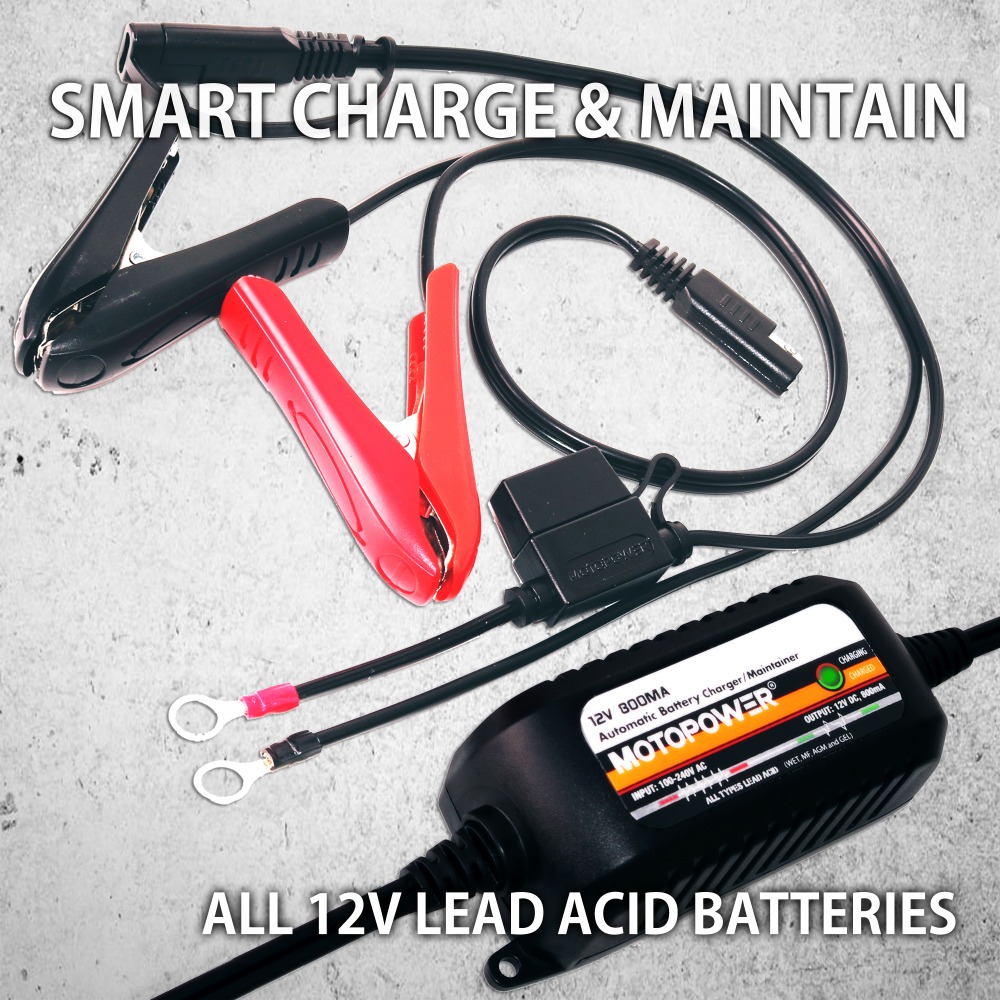 MOTOPOWER MP00205C Fully Automatic Car Battery Charger Maintainer 12V 800mA Smart Fast Power Charging For Car Motorcycle