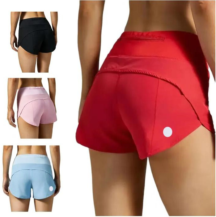 2024 Speed Up High-Rise Lined Short Waist Sports Shorts Women's Set Quick Drying Loose Running Clothes Back Zipper Pocket Fiess Yoga