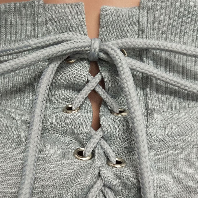 Sexy Club TWO PIECE SET Women Crop Top Cross Lace Up Long Sleeve Twin Suit Off Shoulder Sweatshirt Outfits Streetwear Tracksuit