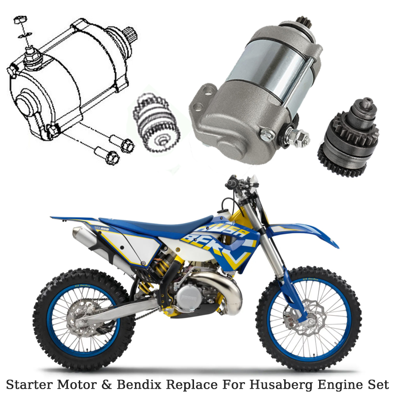 2 PCS Electrical Starter Moric & Bendix 250cc 300cc For Husaberg Offroad Motor TE 250 TE 300 OEM: 55140001100 Motos Engine Parts