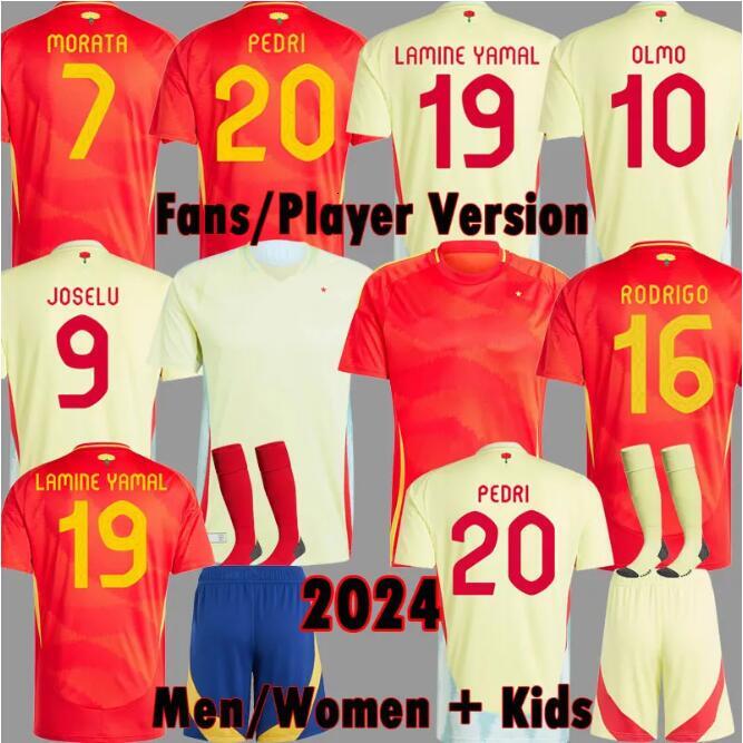 S-4XL 2024 Euro SpainS soccer jerseys PEDRI 20 MORATA OLMO ZUBIMENDI 24 25 RODRIGO fans Player version LAMINE YAMAL football shirts FERRAN men women kids PEDRI kit