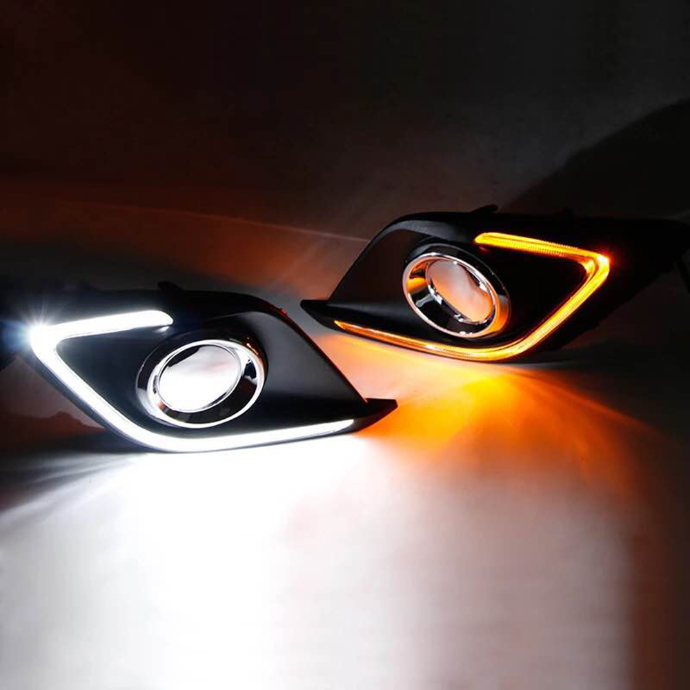 Car LED Turn Signal Light DRL daytime running lights with fog lamp hole for Mazda 3 axela 2014 2015 2016 Foglight
