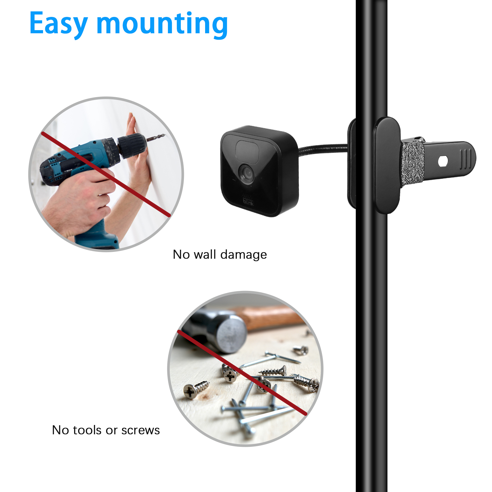 Flexible Clip Clamp Mount For Blink Camera Serise Blink XT/XT2,Blink Outdoor,Blink Mini ,Clip to Crib Cot Shelves or Furniture