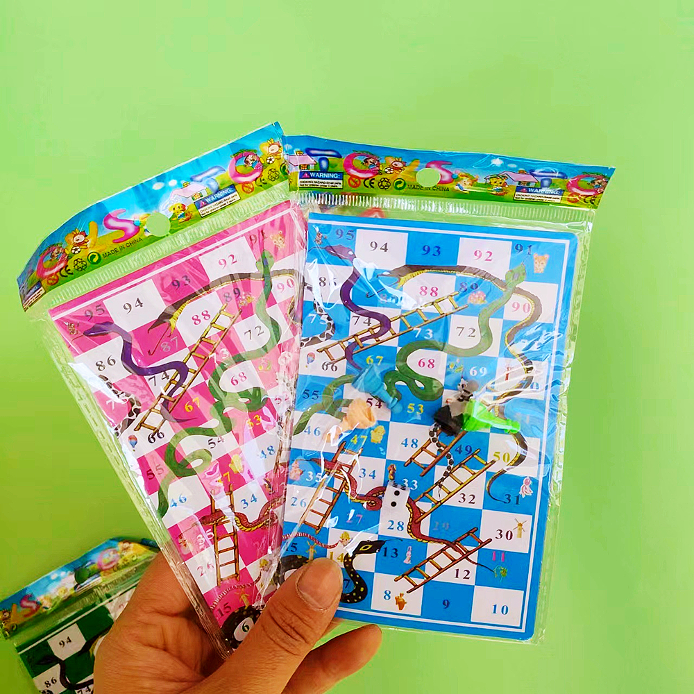 12PC Snake Ladder Paper Portable Flying Board Game Kids Birthday Party Gifts Souvenirs Kindergarten Rewards Back to School Gifts