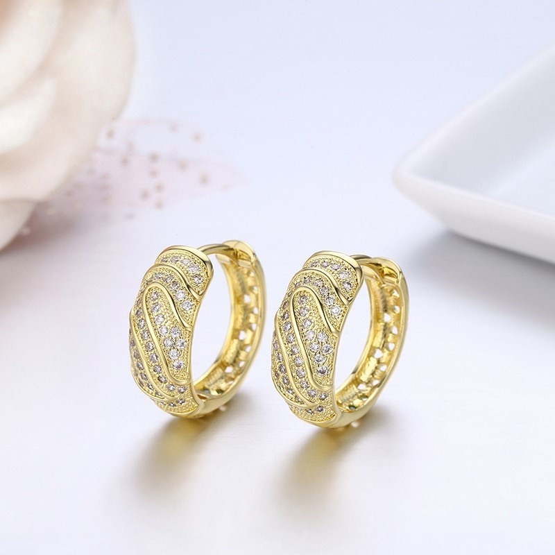 Full CZ Fingerprint Small Circles Loop Huggie Hoops Earrings For Women Child Girls Kids Gold Color Jewelry Oorbellen Aretes Aros