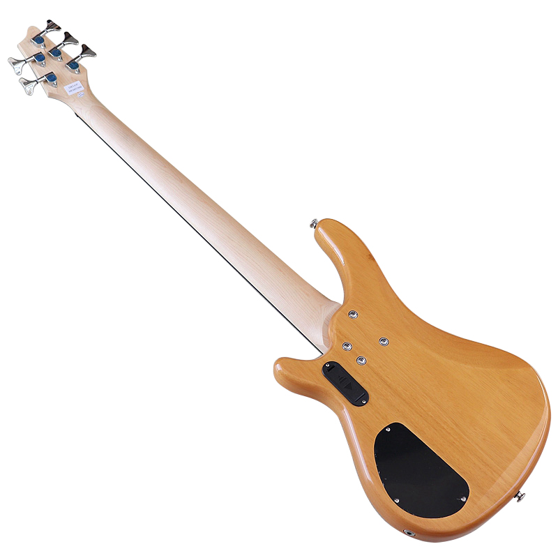 Natural Active 5 String Bass Guitar 43 Inch Electric Bass Guitar 24 Frets Solid Okoume Wood Body with Canada Maple Neck