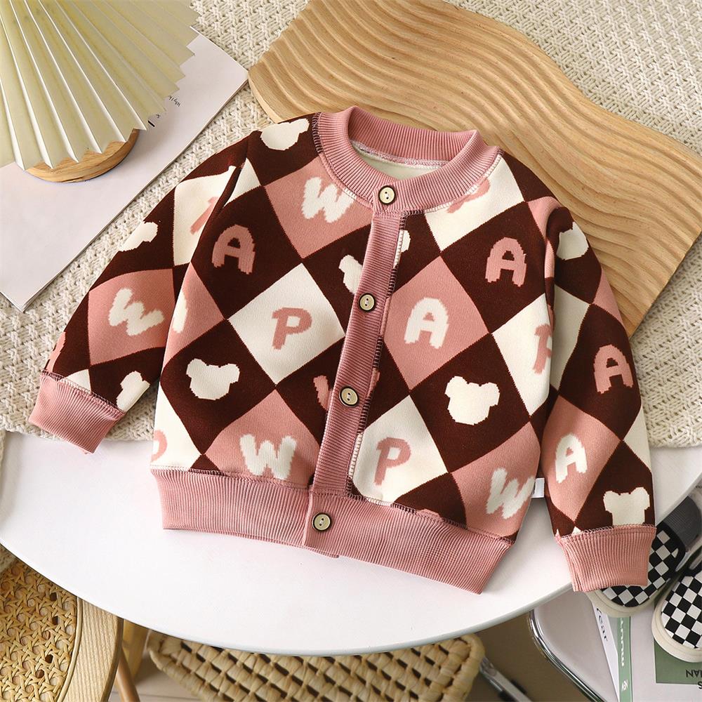 Children's Coat Girl's Fall And Winter Coat Sweet Knit Cardigan Christmas New Year Clothing Kid's Casual Warmer Costume