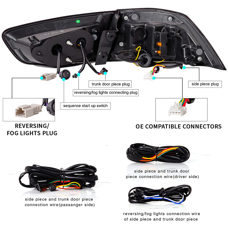4PCS LED Rear Tail Lamp Taillights For Mitsubishi Lancer & EVO X 2008-2020 with Brake Reverse Sequential Turn Signal Lamps