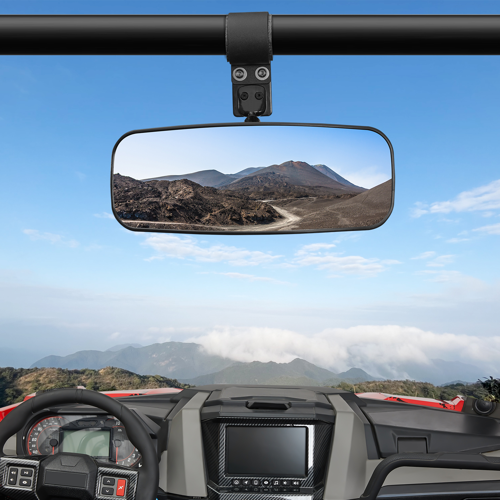 1.75"-2" Rearview Center Mirror Compatible with Polaris RZR 1000 XP for Can-am Maverick X3 Commander for Arctic Cat for Cf moto