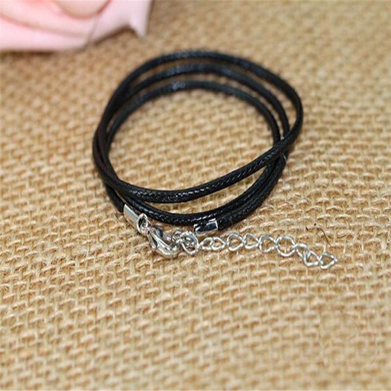 DIY Fishing Choker Necklace Jewelry Accessories Wholesale Collares 1.5mm Black Leather Cord Wax Rope Chain Necklace