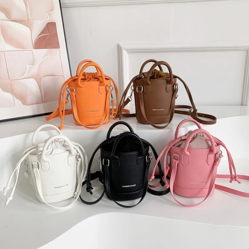 PU Bucket Top-Handle Interior Compartment Women's on Sale 2024 Solid Shoulder Bags Sewing Thread Bolsas De Ombr H6.29#30 ddmymoon