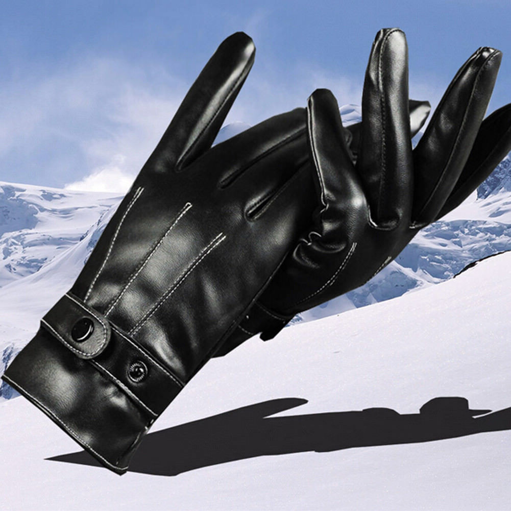 2020 Winter Mens Gloves Fitted Real Leather Touch-Screen Gloves with Racing Driving Gloves