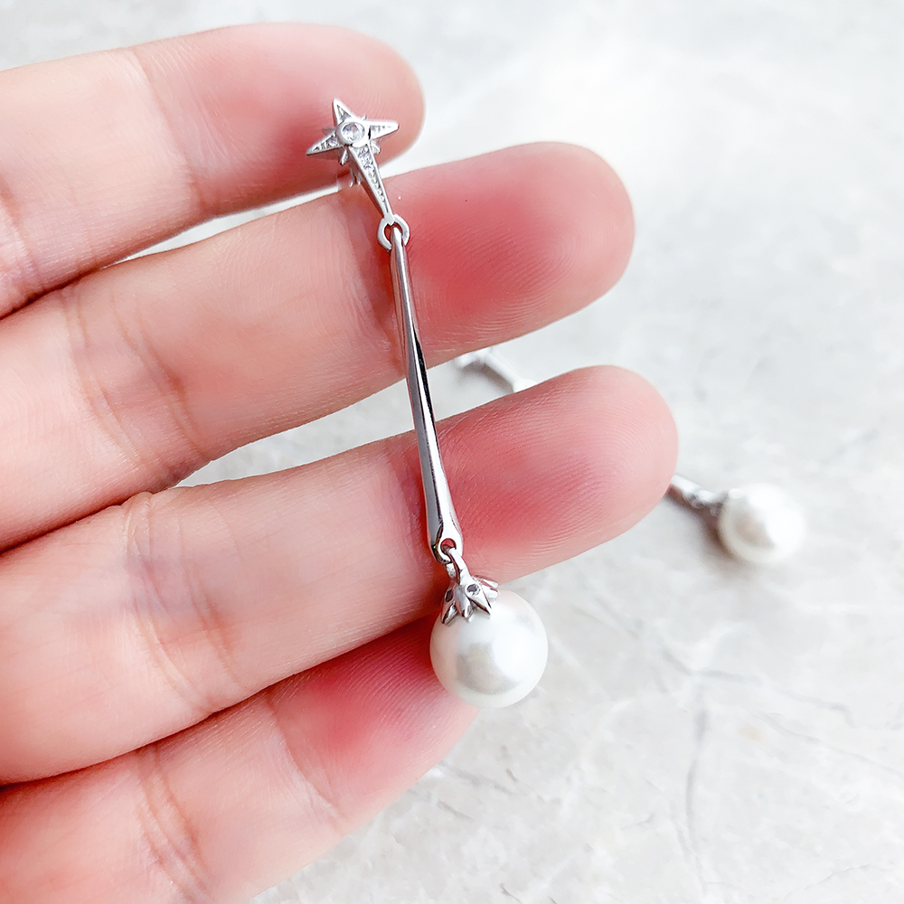 Earrings Freshwater Pearl Star New Vintage 925 Sterling Silver Gift For Women High Quality Fine Jewelry