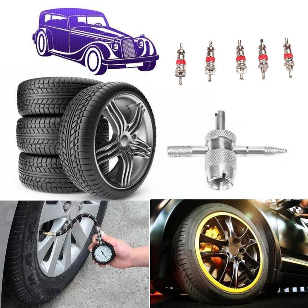 4-in-1 Tire Valve Stem Removal Tool Valve Stem Puller Tire Repair Tool Valve Core Removal Tool Tire Cleaning Tool For Car B Z8J3