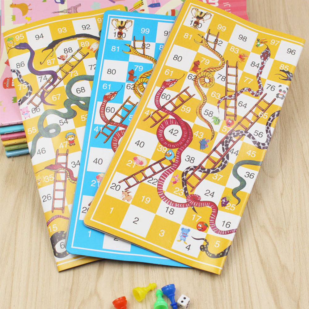12PC Snake Ladder Paper Portable Flying Board Game Kids Birthday Party Gifts Souvenirs Kindergarten Rewards Back to School Gifts