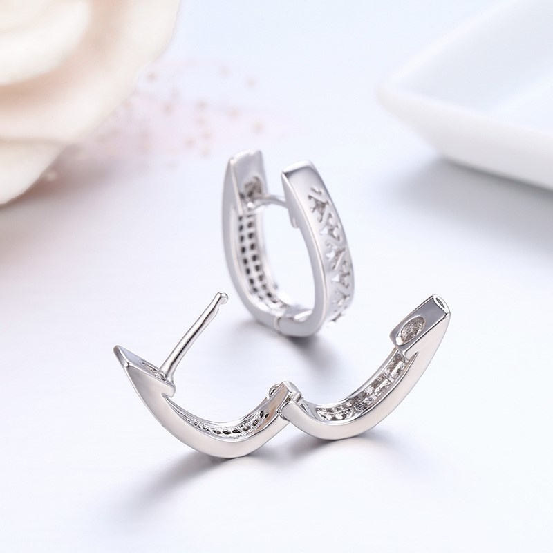 Double Raw Full CZ Stones U Loop Huggie Hoops Earrings For Women Child Girls Kids Brass Gold Color Jewelry Oorbellen Aretes Aros