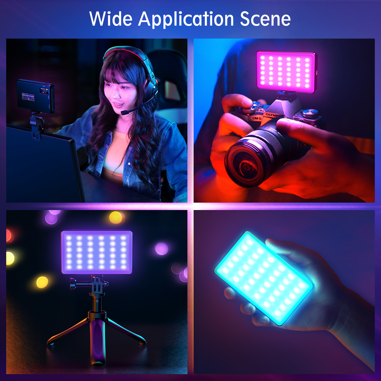 120 RGB LED Video Light 5 Inch Video Light Dimmable 2500 K-9000 K Camera Light with Cold Shoe Mount Built-in 3100 mAh Battery