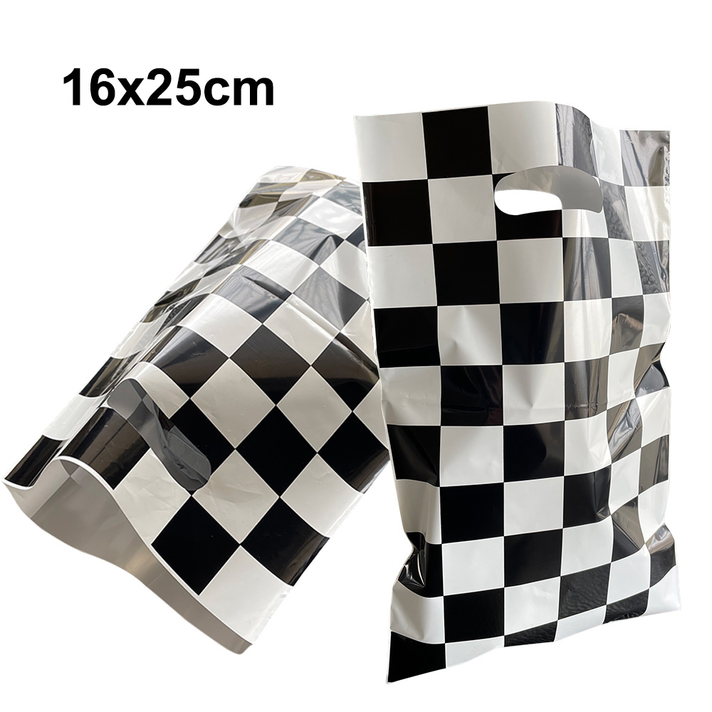 30Pcs/Set Race Car Goodie Gift Bags Racing Treat School Black and White Checkered Party Supplies for Two Fast Themed Birthday