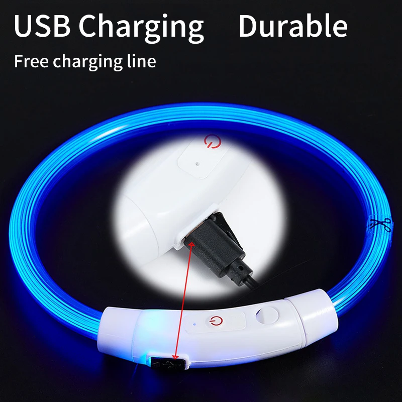 USB Rechargeable Led Light Collar Outdoor Dog Walking Loss Prevention Collar Detachable Glowing Pet Collar for Dog Dogs Products