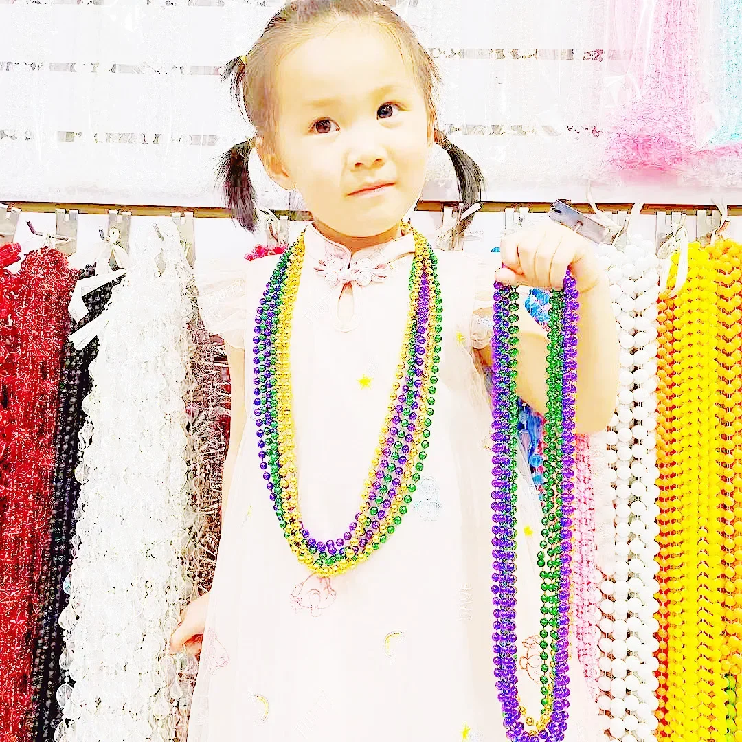 12pcs Purple Gold Green Carnival Beads Beaded Necklaces for Festivals Parades Night Club Dress-up Events Party Favor New Year