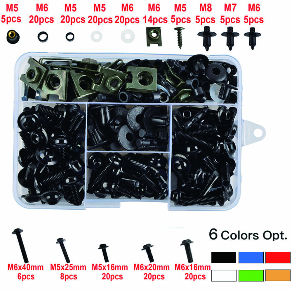 195 PCS Motorcycle Accessories Aluminum Fairing Bolt Screws Kit Fit For YAMAHA YZF 600 1000 R1 R6 R3 R15 R25 T-MAX 530 TMAX 500