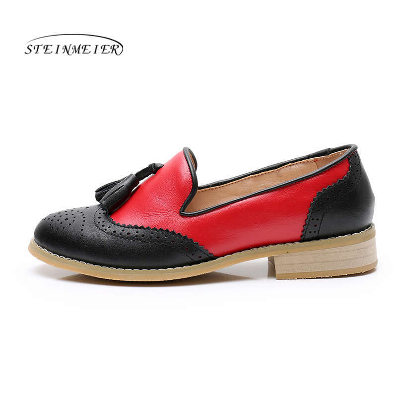 Women Flat Genuine Leather Round Toe Flats Platform Brogues Ladies Summer Woman Gladiator Rubber Sole Shoes 2022