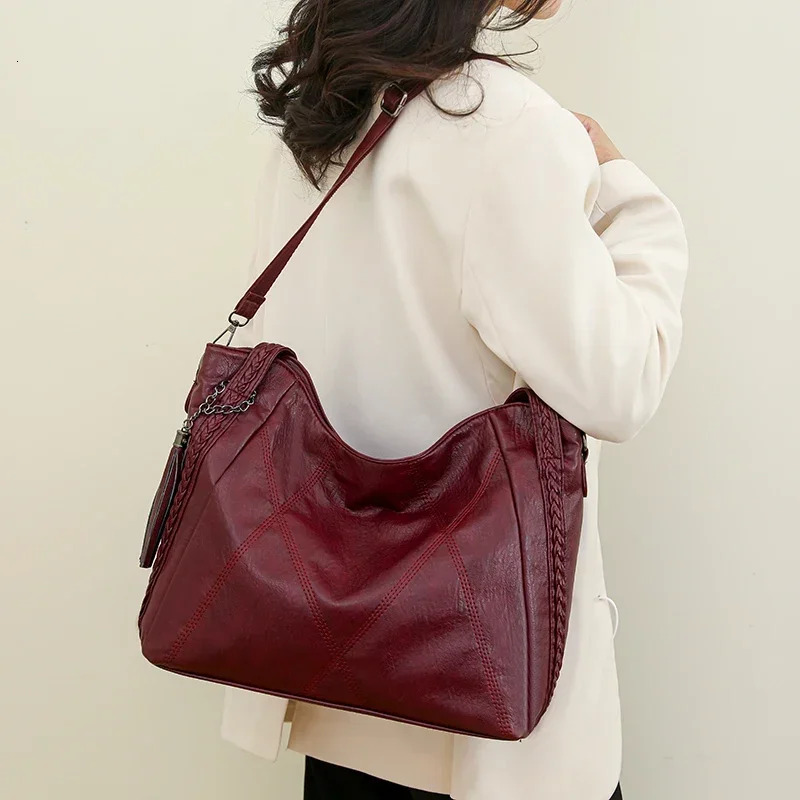 Large Capacity Women's Tote Hot Sale Zipper 2024 High Quality Casual Pu Tassels Design Ladies Bags Bolsas Femininas H6.29#39 ddmymoon