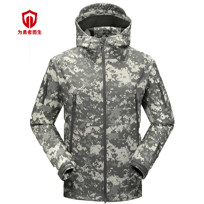 Tactical Jacket Softshell Camouflage Windbreaker Mens Waterproof Military Army Fleece Hooded Coat Camo Windproof Hunting Jackets