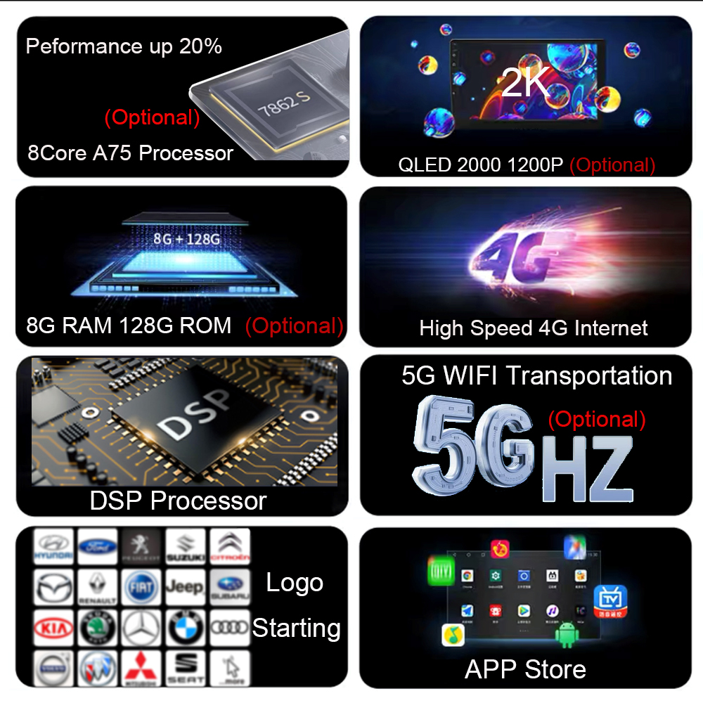 Car Radio Touch QLED Screen 10 Inch Android 13 For Toyota RAV4 LHD Radio Player 2014 2015 2016 2017 2018 Auto Carplay DSP GPS