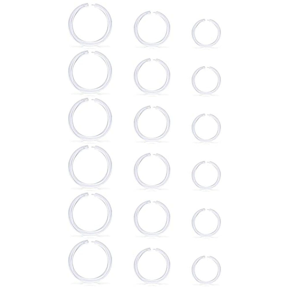 18PCS Clear Segment Rings Piercing Retainer Clear Bioflex Plastic Tragus Clicker Helix Cartilage Earrings Hoop Lip Jewelry