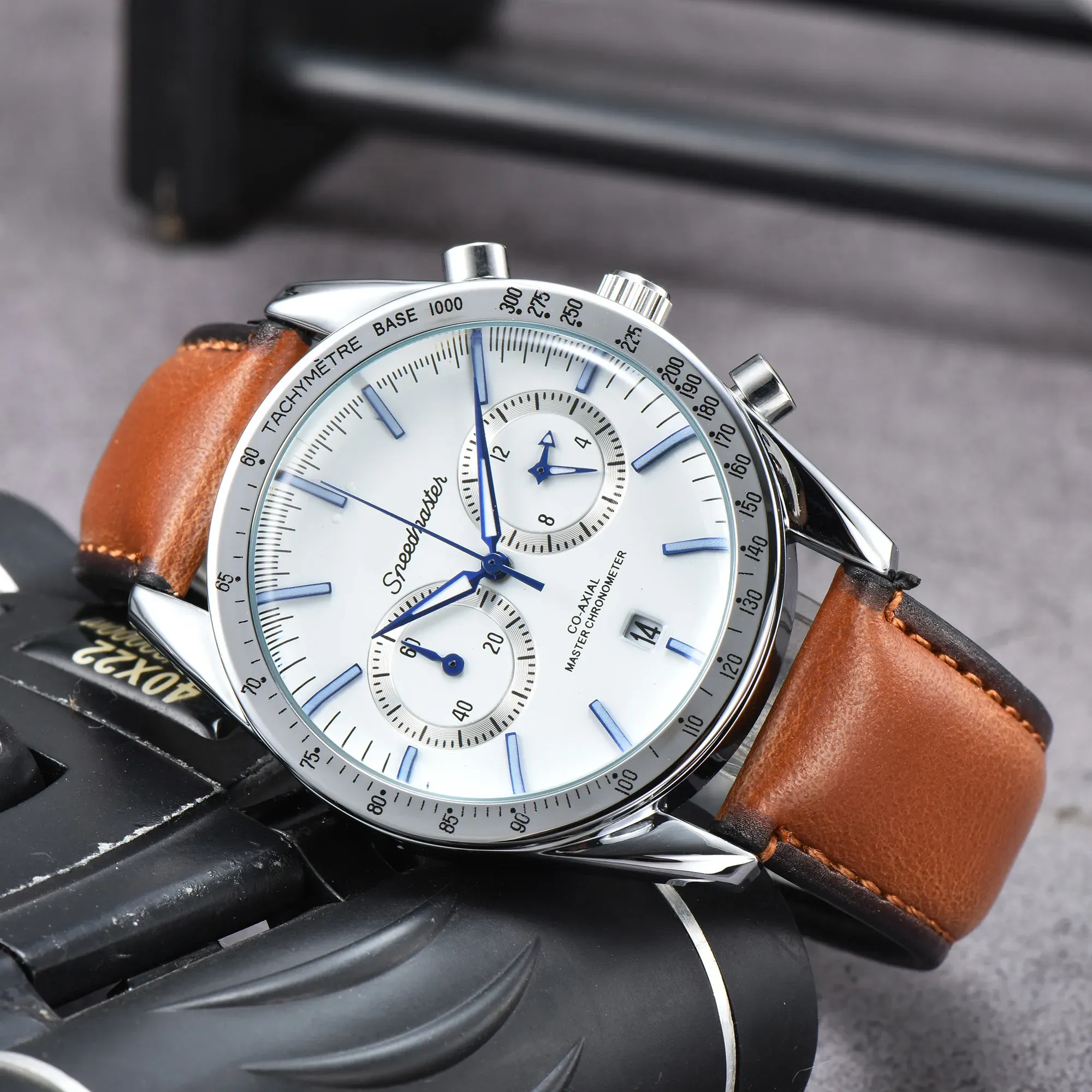 Hot Multifunction Omeg Wrist Watches for Men All Dial Work date Quartz Watch High Quality Top Luxury Brand Chronograph Clock watch leather watch band Mens Fashion O09