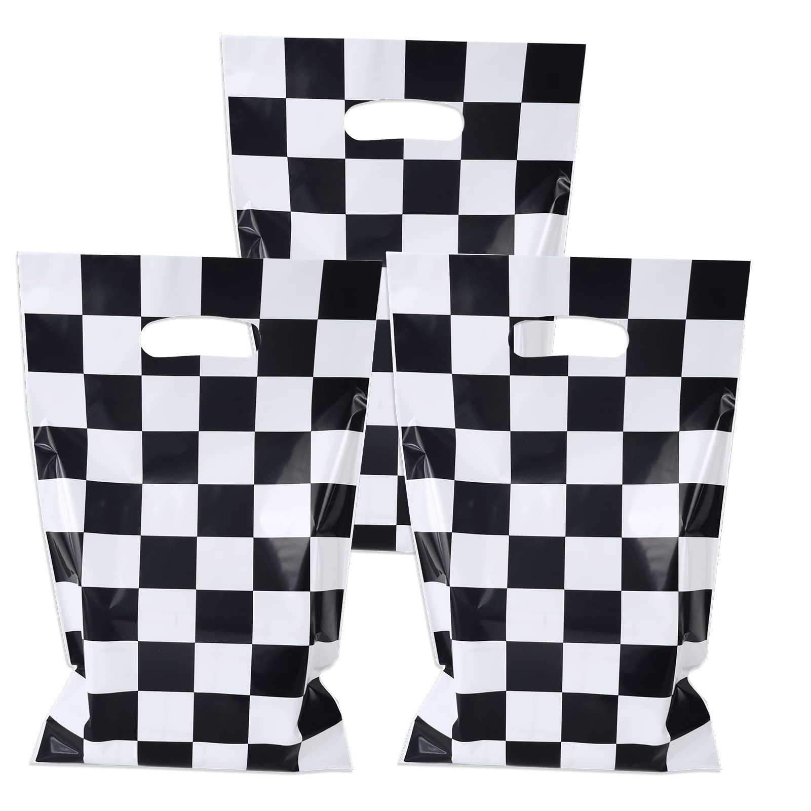 30Pcs/Set Race Car Goodie Gift Bags Racing Treat School Black and White Checkered Party Supplies for Two Fast Themed Birthday