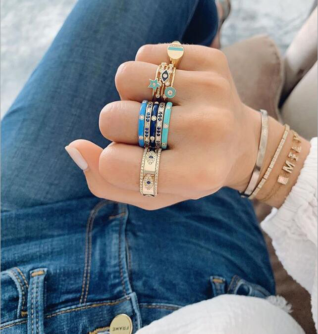 Engraved CZ Evil Eye Gold Color Wide Engagement Band Rings For Lady Women Party Gift Finger Jewelry Classic Summer Lucky Ring