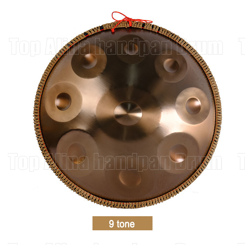 Handpan drum instrument in D Minor 9 /10 /12Notes 432Hz 22 inches Steel Hand Drum with Soft Hand Pan Bag 2 handpan mallet (Gold)