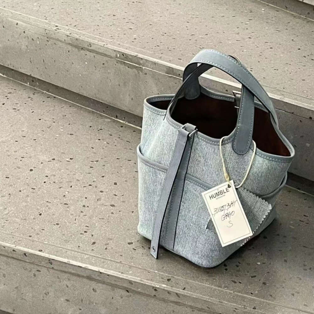Chic Denim Cloth Bucket Bag for Women 2023 New Vintage Large Capacity Handbags Elegant Commute Shoulder Underarm Bags H6.29#59.14 ddmy cd04