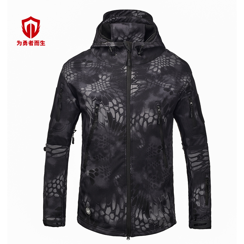 Tactical Jacket Softshell Camouflage Windbreaker Mens Waterproof Military Army Fleece Hooded Coat Camo Windproof Hunting Jackets
