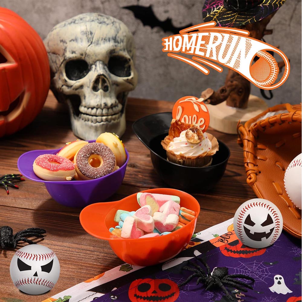 Halloween Baseball Helmet Ice Cream Snack Bowl 8 oz Mini Baseball Cap Bowls Kids Chip Bowl Ice Cream Sundae Helmets Plastic