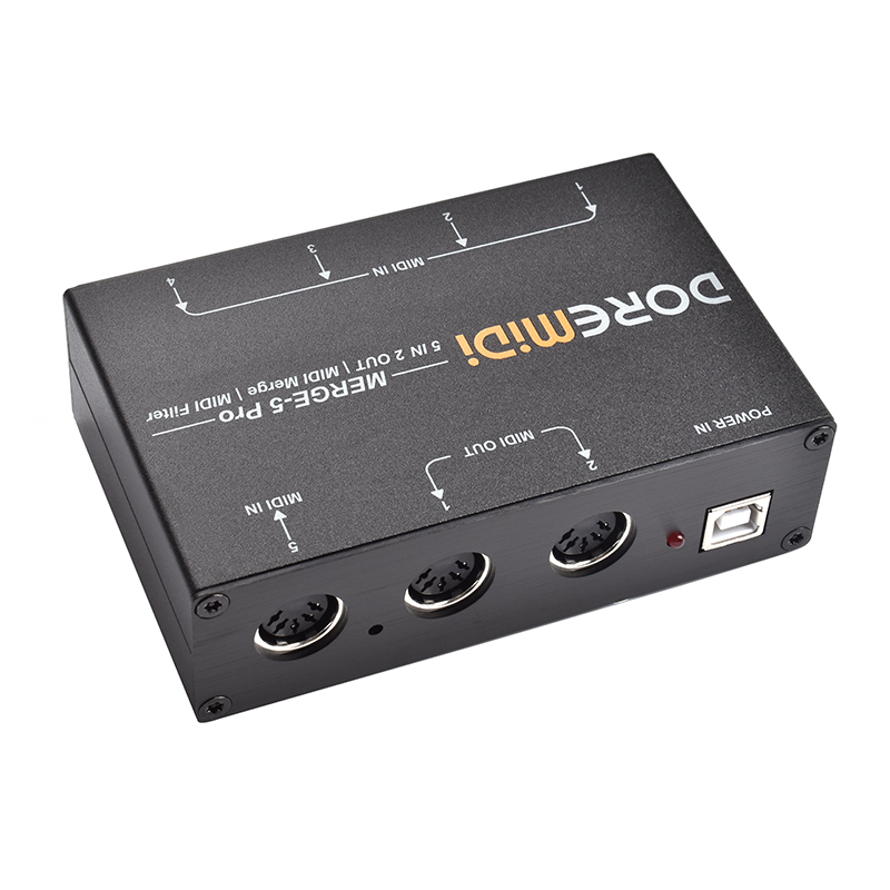 MERGE-5 Pro Can Merge Up To 5 MIDI Input Signals Into 1 MIDI Data Stream Can Be Output Directly Through 2 MIDI Interfaces