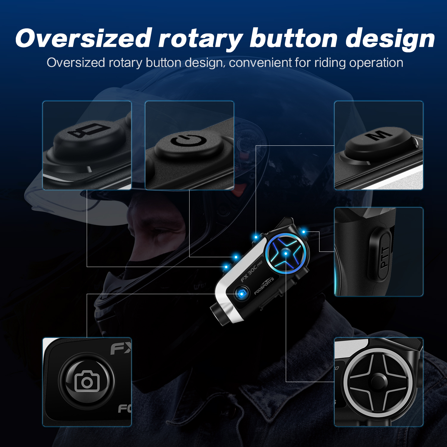 Fodsports FX30C Pro Motorcycle Intercom with Camera DVR Bluetooth Helmet Headset 2 Rider Music Share Video Record Moto Headphone