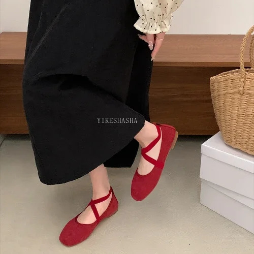 2024 Spring Summer Flat Ballet Shoes Womens Shoes Retro Mary Jane Shoes Ballet Flats Women Zapatos Mujer 240629